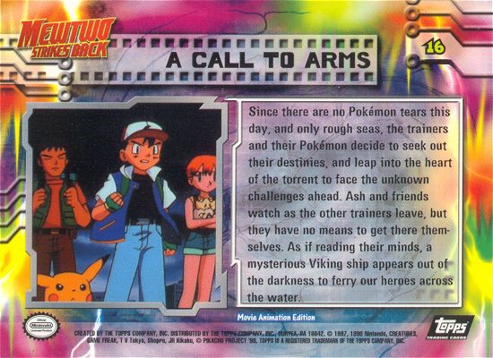 A Call to Arms - 16 - Topps - Pokemon the first movie - back
