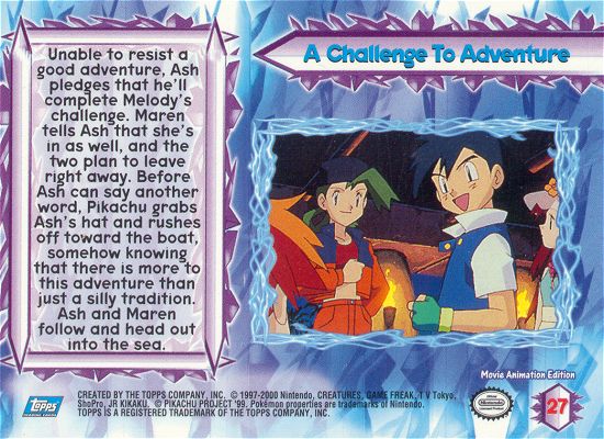 A Challenge To Adventure - 27 - Topps - Pokemon the Movie 2000 - back