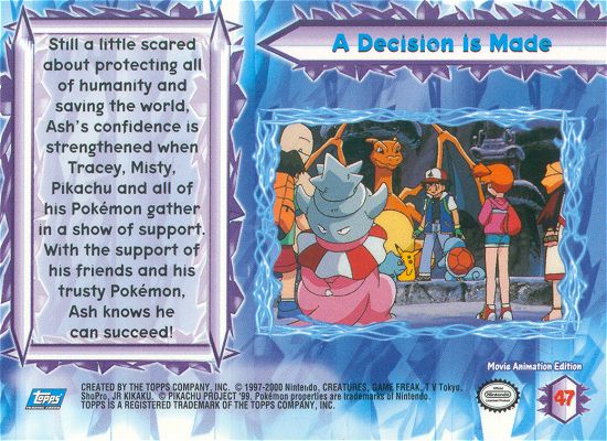 A Decision Is Made - 47 - Topps - Pokemon the Movie 2000 - back