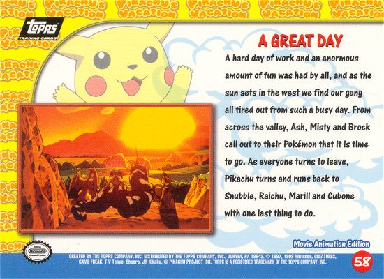 A Great Day - 58 - Topps - Pokemon the first movie - back