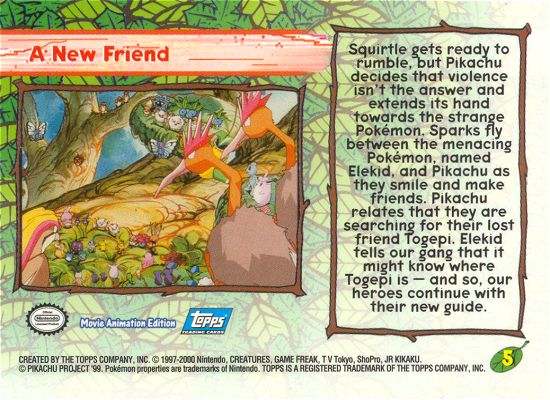 A New Friend - 5 - Topps - Pokemon the Movie 2000 - back