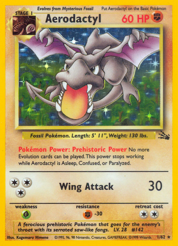 Pokemon Fossil Rare Card - Aerodactyl 16/62