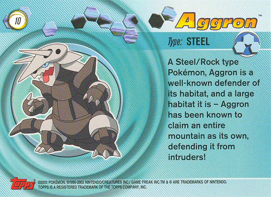 Aggron - 10 - Topps - Pokemon Advanced - back