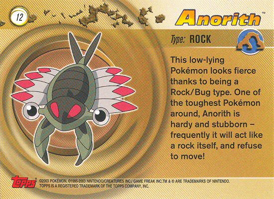 Anorith - 12 - Topps - Pokemon Advanced - back