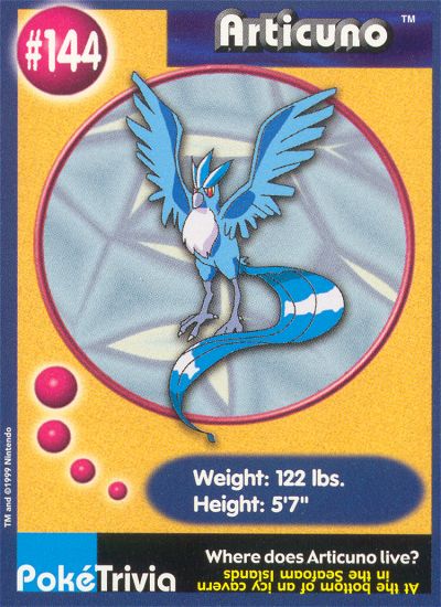 Articuno - 144 - Burger King  - front