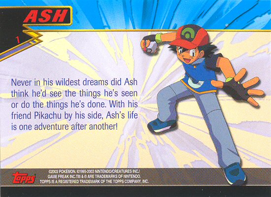 Ash - 1 - Topps - Pokemon Advanced - back
