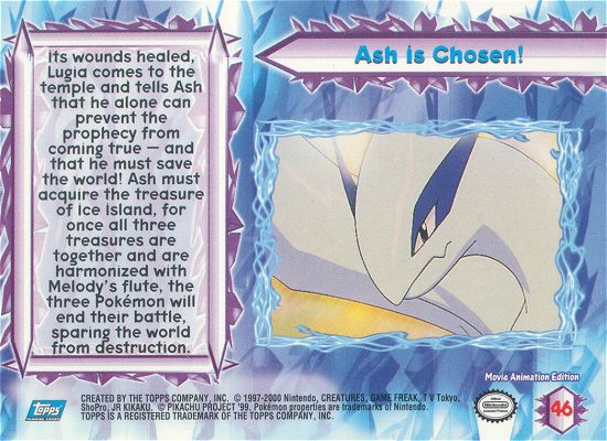 Ash Is Chosen! - 46 - Topps - Pokemon the Movie 2000 - back