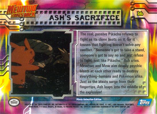 Ash's Sacrifice - 36 - Topps - Pokemon the first movie - back