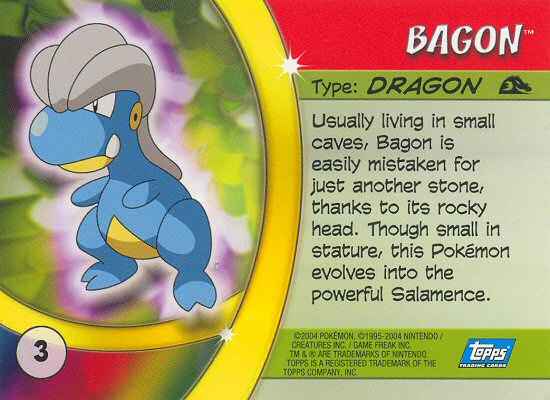 Bagon - 3 - Topps - Pokemon Advanced Challenge - back