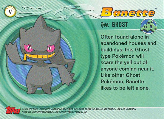 Banette - 17 - Topps - Pokemon Advanced - back