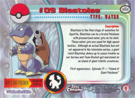 Blastoise - 09 - Topps - Chrome series 1 - back