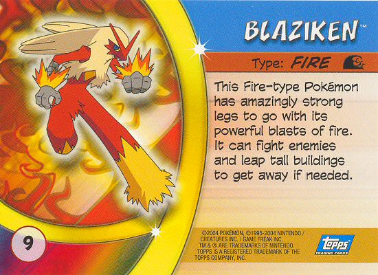 Blaziken - 9 - Topps - Pokemon Advanced Challenge - back