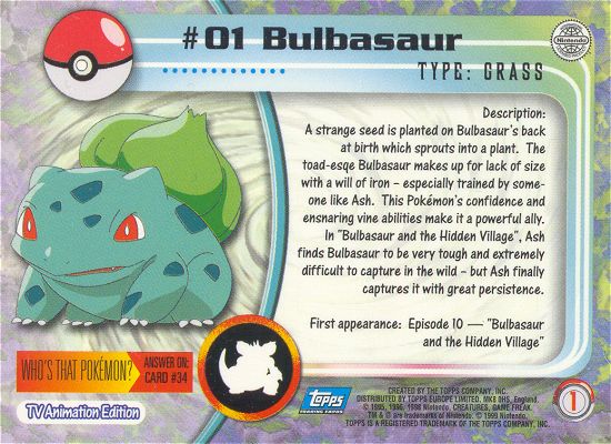 Bulbasaur - Pokémon TCG - Grass Type