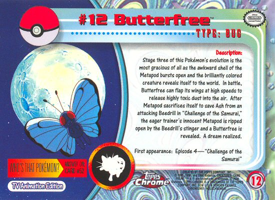 Butterfree - 12 - Topps - Chrome series 1 - back