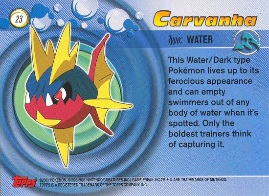 Carvanha - 23 - Topps - Pokemon Advanced - back
