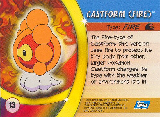 Castform (Fire) - 13 - Topps - Pokemon Advanced Challenge - back