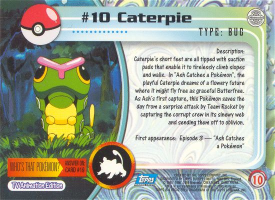 Caterpie - 10 - Topps - Series 1 - back