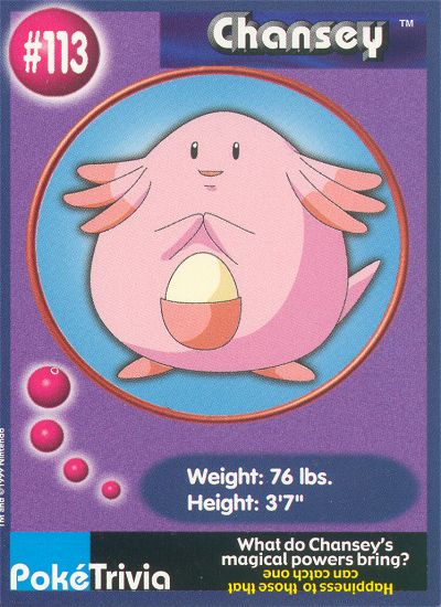 Chansey - 113 - Burger King  - front