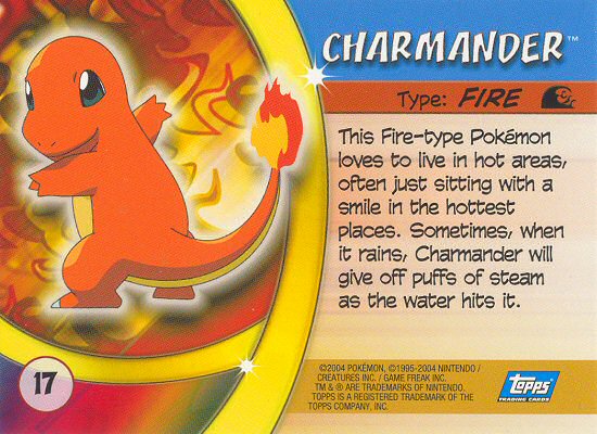 Charmander - 17 - Topps - Pokemon Advanced Challenge - back