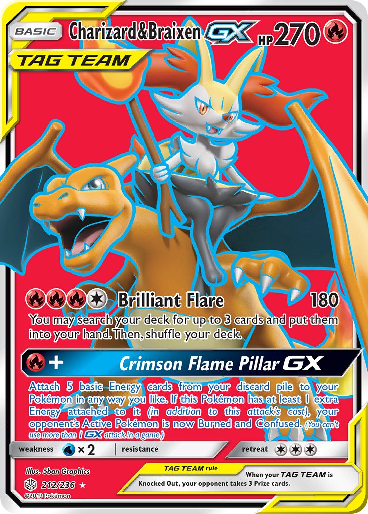 Charizard & Braixen-GX - 212 - Cosmic Eclipse