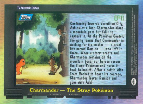 Charmander — The Stray Pokémon - EP11 - Topps - Series 2 - back