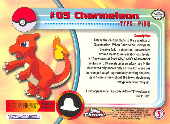 Charmeleon - 05 - Topps - Chrome series 1 - back