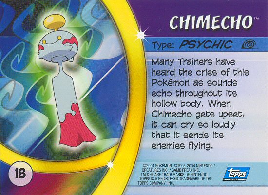 Chimecho - 18 - Topps - Pokemon Advanced Challenge - back