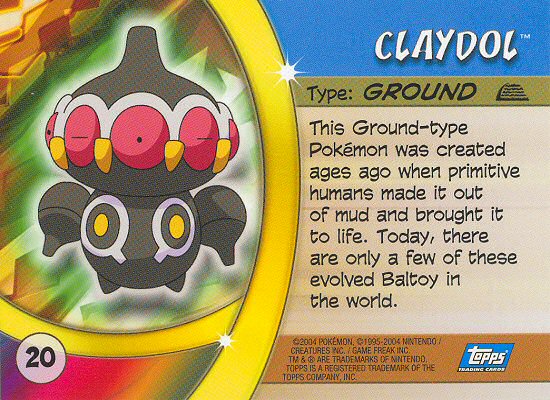 Claydol - 20 - Topps - Pokemon Advanced Challenge - back