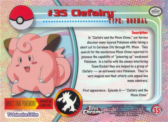 Clefairy - 35 - Topps - Chrome series 1 - back
