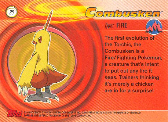 Combusken - 25 - Topps - Pokemon Advanced - back