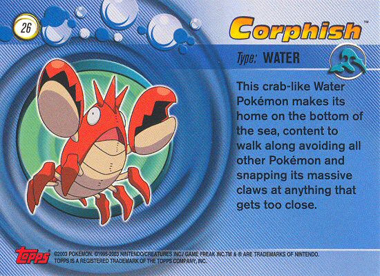 Corphish - 26 - Topps - Pokemon Advanced - back