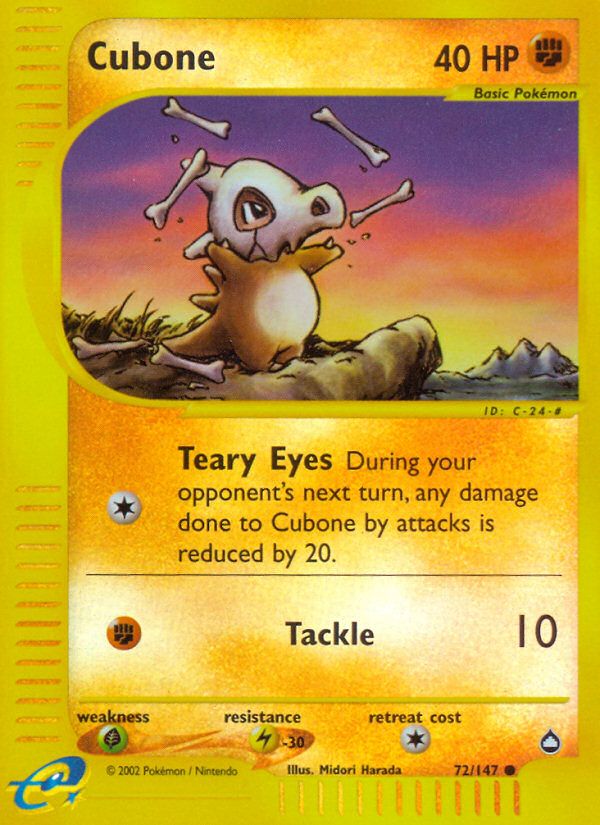 Cubone - 72/147 - Reverse holo - Aquapolis