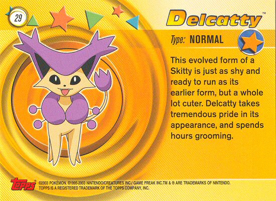 Delcatty - 29 - Topps - Pokemon Advanced - back
