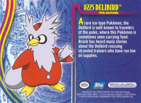 Delibird - 225 - Topps - Johto League Champions - back