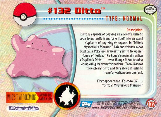 Ditto - 132 - Topps - Series 3 - back