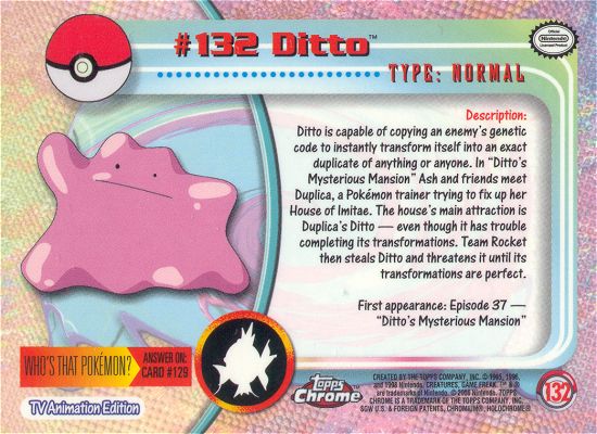 Ditto - 132 - Topps - Chrome series 2 - back