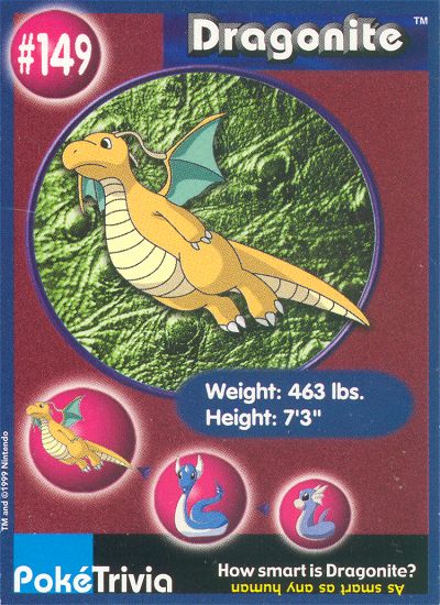 Dragonite - 149 - Burger King  - front