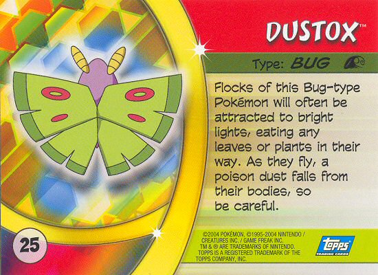Dustox - 25 - Topps - Pokemon Advanced Challenge - back