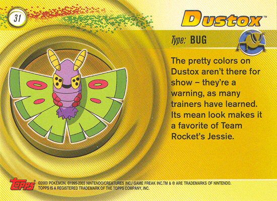 Dustox - 31 - Topps - Pokemon Advanced - back
