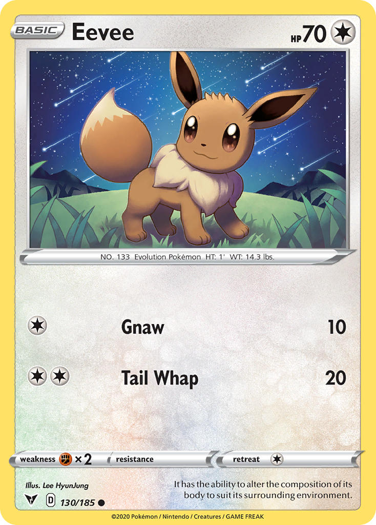 Check the actual price of your Eevee 130/185 Pokemon card