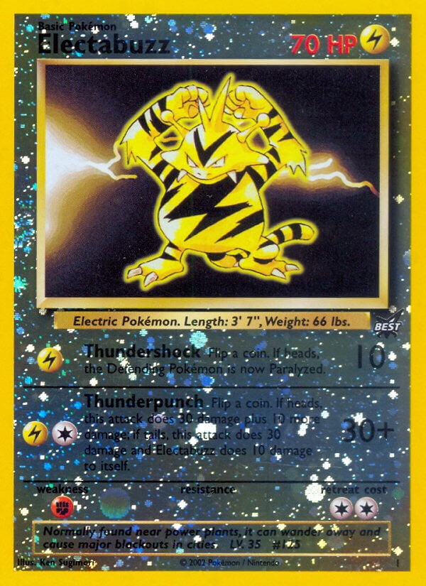 Pokémon Electabuzz 20/102 Base Set Card Unlimited (Portuguese) NM Nice!