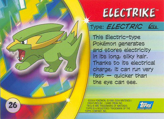 Electrike - 26 - Topps - Pokemon Advanced Challenge - back