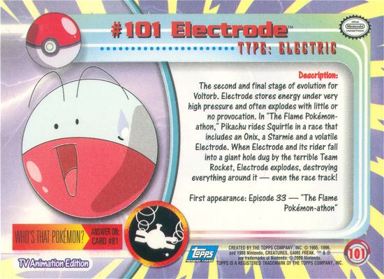 Electrode - 101 - Topps - Series 2 - back
