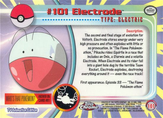 Electrode - 101 - Topps - Chrome series 2 - back