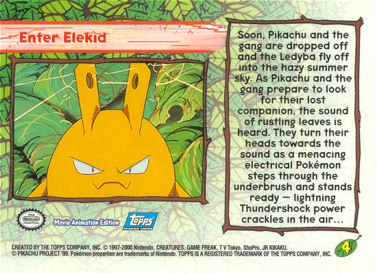 Enter Elekid - 4 - Topps - Pokemon the Movie 2000 - back