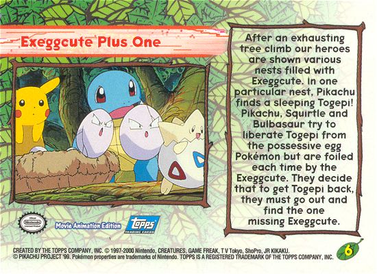 Exeggcute Plus One - 6 - Topps - Pokemon the Movie 2000 - back