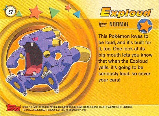 Exploud - 32 - Topps - Pokemon Advanced - back