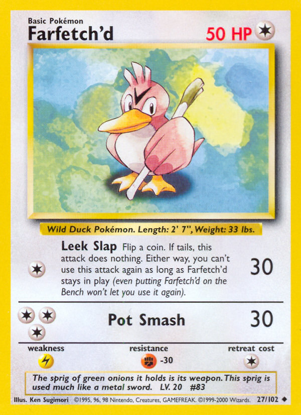 Card Farfetch'd 27/102 Pokemon Original