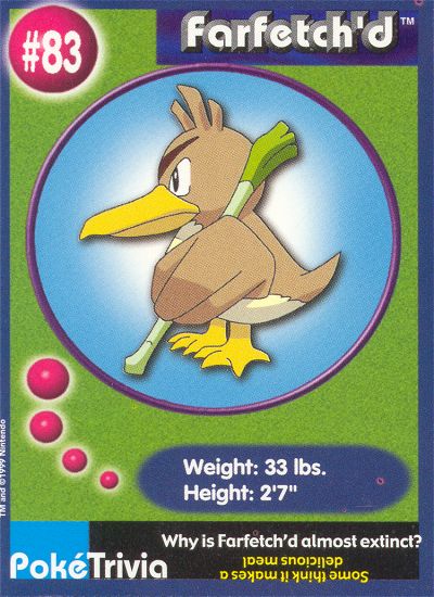 Pokemon: Farfetch'd Is Nearly Extinct Because It's a Popular Food