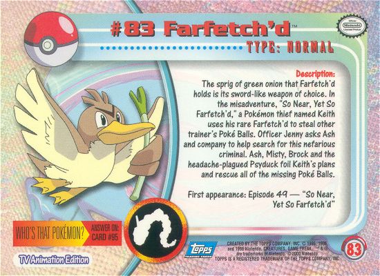Farfetch'd - 83 - Topps - Series 2 - back